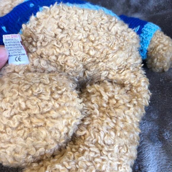 Vintage Ty Classic Bear Plush 1990 Curly Tan Blue Sweater w/ Umbrella Stuffed - Picture 10 of 14